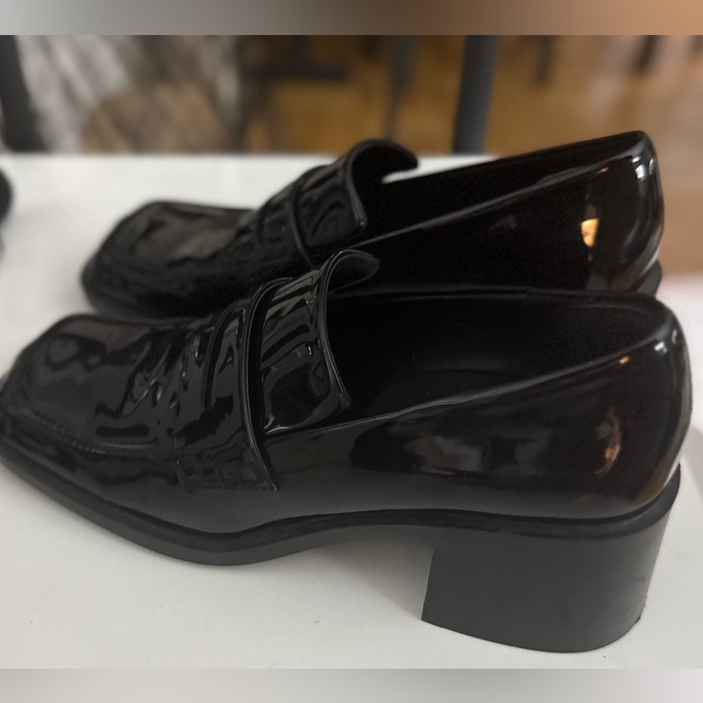 Zara Black Patent Leather Loafers